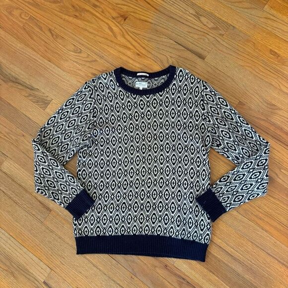 GANT RUGGER The Tuck Stitch Sweater Evening Blue Wool Size L - Picture 5 of 8